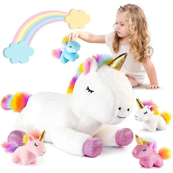 Luckades Pillow Toy Unicorn Gifts Stuffy for Girls Age  3-8 Soft Toys - Picture 1 of 7